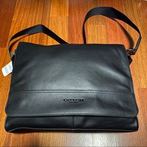 Coach Black Leather Houston Messenger Bag